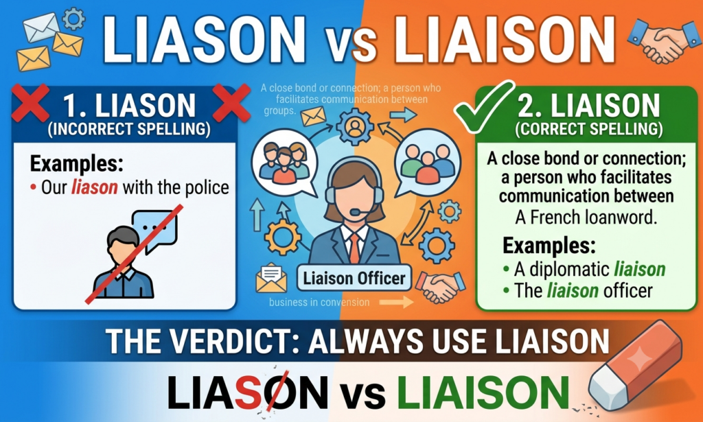 Liason vs Liaison: Which Spelling Is Correct? Liason vs Liaison: Which Spelling Is Correct?