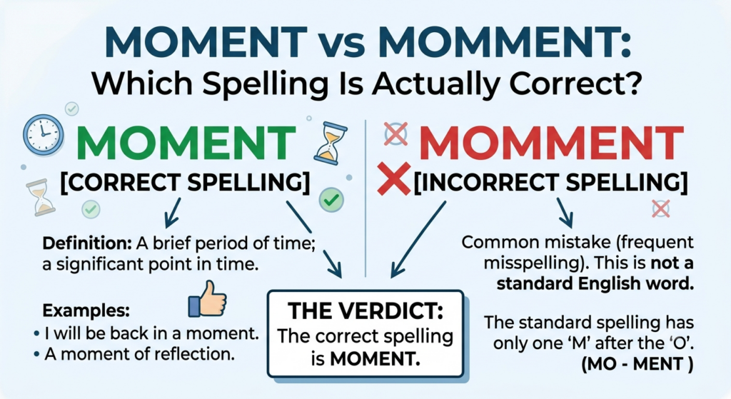 Moment vs Momment: Which Spelling Is Actually Correct? Moment vs Momment: Which Spelling Is Actually Correct?