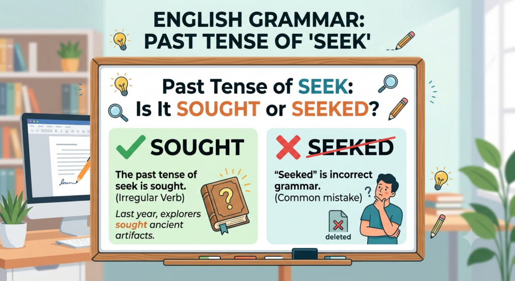 Past Tense of Seek: Is It Sought or Seeked? Past Tense of Seek: Is It Sought or Seeked?