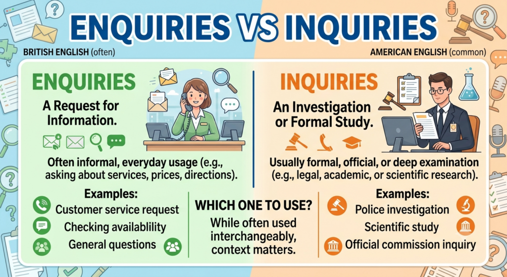 Enquiries vs Inquiries: British and American English Explained Enquiries vs Inquiries: British and American English Explained