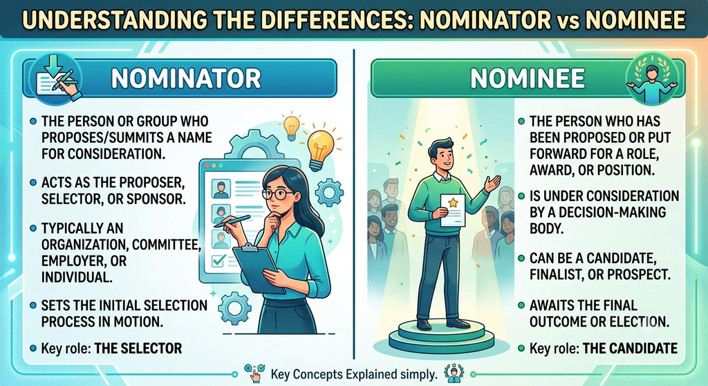 Nominator vs Nominee: What Is the Difference and Who Does What? Nominator vs Nominee: What Is the Difference and Who Does What?